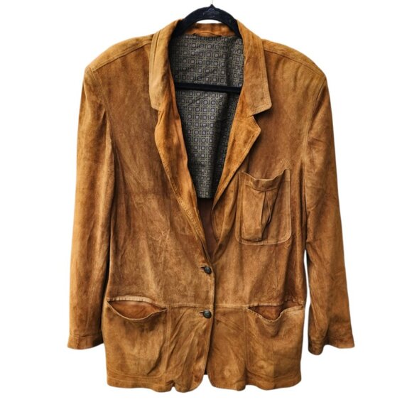 Longhi Parma Brown Suede Leather Blazer Italian Martini Samuele Lucca Viareggio - Picture 2 of 16